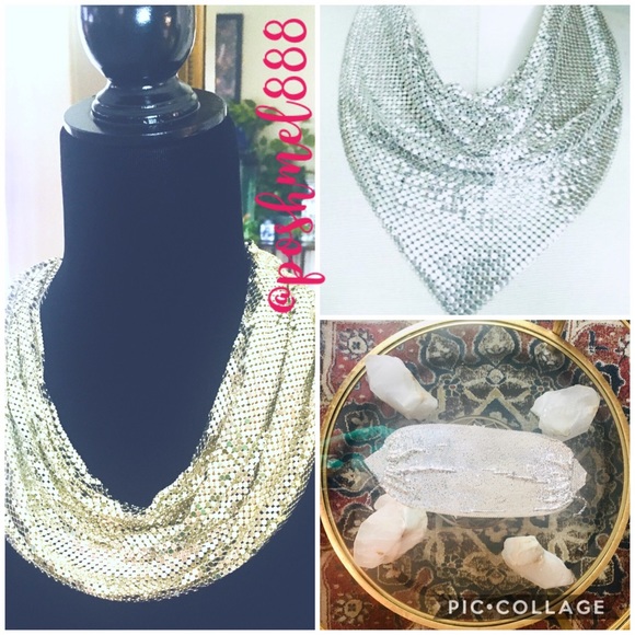 :: Vintage Whiting & Davis Liquid Silver Bib - Picture 10 of 10